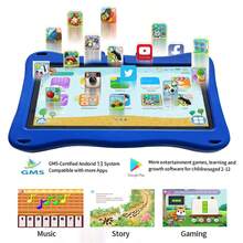 Máy tính bảng trẻ em 7 inch, RAM 4GB + ROM 64GB / Bộ xử lý 4 nhân 1.3GHz / Android 13 MTK8321 / Màn hình IPS độ phân giải cao 1280x800 / Camera 2MP+5MP / Pin dung lượng lớn 4000mAh / Hỗ trợ WiFi, trò chơi giáo dục và kiểm soát của phụ huynh / Sử dụng nhựa ABS + Silicone BDF X1 (Bao gồm: Hộp đựng/Cáp dữ liệu/Sách hướng dẫn/OTG/Kim chọc thẻ) - Nhiều màu - Xem 8