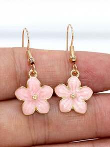 1 Pair Versatile Elegant Sweet Cute 3D Flower/Sakura Earrings, Suitable For Men And Women, Ideal For Holidays, Parties, Daily Wear, Birthday Gifts, Friends, Couples, Exquisite Holiday Gifts, Jewelry Gifts - Multicolor - View 2