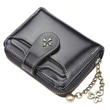 Women Wallet And PU Bag Female Short Hasp Small Coin Card Holder Portable Cash For Male For Men White-Collar Workers College Work Business Commute Office Gift Women Wallet Men's Wallets Wallet Teacher Gifts Gift For Boyfriend Husband Gifts Uncle Gifts Gifts For Brothers Man Gift Ideals Present Gifts For Teachers Men Gift Father Gifts Dad Gifts For Women Wallet Purse Wallet Small Wallet - 黑色 - 查看 1