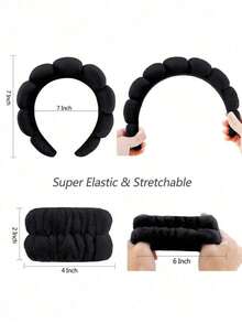 6pcs Luxury Super Soft Fiber SPA Headband And Wristband Set, Facial Wash Headband, Makeup Headband, Skincare Headband, Velvet Fluffy Sponge Headband, Soft Absorbent Towel Cloth Scrunchie, Suitable For Skincare, Makeup Removal, Bathing, For Women - 多色 4 - 查看 7