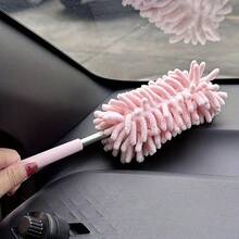 1 Set Mini Car Duster Brush, Flexible Adjustable Ultra-Fine Fiber Cleaning Tool For Home And Vehicle Interior Maintenance - Made Of Polyester Fiber. - Pink - View 5