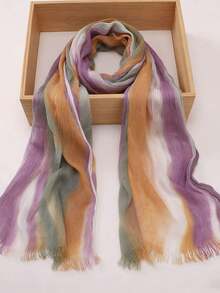 1pc Fashionable New Tie Dye Tie-Dye Printed Modal Muslim Hijab Scarf - Multicolor - View 5
