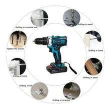 Electric Impact Drill Electric Screwdriver Set Power Tool Kit For Home Improvement With 2 Battery With Tool Box - 藍色 - 查看 5