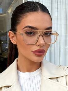 1 Pair Women's Classic Aviator Frame Computer Gaming Home Office Glasses - 彩色 - 查看 6