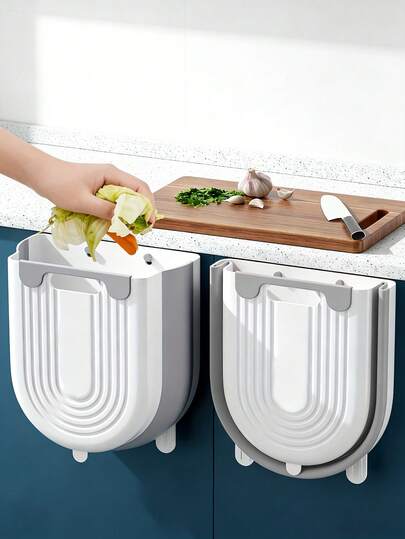 1pc Space-Saving Foldable Trash Bin, Waste Container. Cabinet Door-Hanging Trash Can. Under Sink Small Collapsible Garbage Bin, Easy To Carry, Suitable For Kitchens, Bathrooms, Office, Bedroom - Enhance The Quality Of Your Home Life.