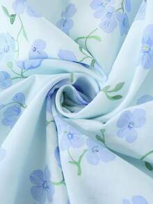 Chân váy maxi dáng chữ A cạp cao thanh lịch dành cho nữ, chất liệu polyester, họa tiết hoa xếp ly, phong cách bohemian, thích hợp cho kỳ nghỉ. - Màu xanh nhạt - Xem 6