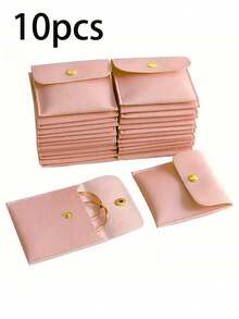 1/5/10 piezas Bolsas de joyería de piel sintética con cierre a presión - Bolsas de regalo de lujo para aretes, collares, pulseras y anillos - Perfectas para almacenamiento y combinación, bolsas de terciopelo cuadradas con cierre a presión, bolsas de joyería de terciopelo, bolsas de regalo de tela, bolsas de embalaje de regalo de collar y pulsera de caramelo, regalo del Día de San Valentín - Multicolor - Ver 13