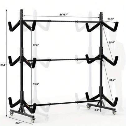 Metal Kayak Support Frame With Casters, Gray, Available In Different Sizes And Styles.