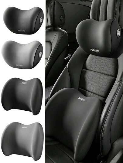 1 st nackkudde för bilhuvudstöd - Universellt set med nackstöd för 4 säsonger, ländryggsstödskudde för bilsäte, bilkudde, biltillbehör
