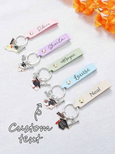 Personalized Name Learning Graduation Keychain, Graduation Gift, 2026 Grade Keychain, Wristband Keychain Gift For Her, Car Keychain, Personalized Name Keychain, Gender-Neutral Fashion Accessory, Single Style, Decorative Design, Climbing Hook Shape, Very Suitable As A Birthday Gift, Rich Colors, Cute And Attractive