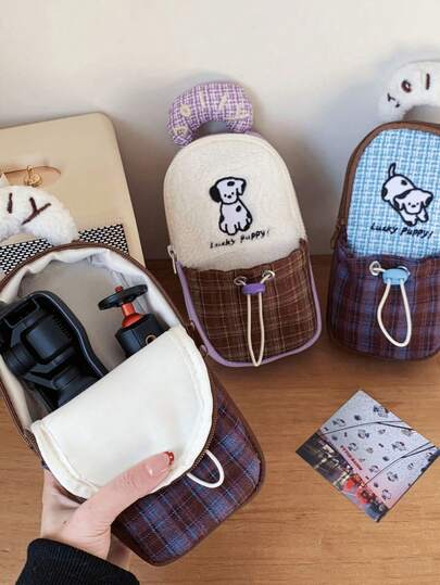 1个可爱卡通图案口袋3收纳袋，可爱手持保护套，防撞防摔，便携式CCD相机包，带拉链，大容量收纳袋，户外相机保护套，镜头相机包，CCD包，大容量便携旅行包，化妆包，护肤包，拉链数据线收纳袋，移动电源保护袋，度假必备，节日必备，学习用品，旅行必备，送朋友的礼物，生日礼物