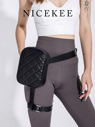 Fashionable And Personalized Quilted Solid Color Leg Bag, Niche Design Versatile And Handsome Small Square Bag, Lightweight And Exquisite Daily Waist Bag, Suitable For Cycling, Sports, Daily Outings, Mountain Climbing