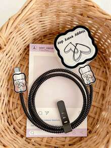 5pcs Heart & Wave Line Design Charging Cable Protector Sleeves, Suitable Compatible With Apple 17/40W Charger - Multicolor - View 4