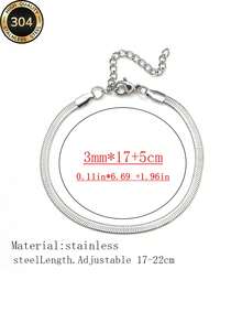 Znice不锈钢闪亮不对称刀锋极简手链，时尚个性化首饰套装，适合日常佩戴、派对佩戴、海滩度假佩戴，防水耐用 - 銀色 - 查看 5