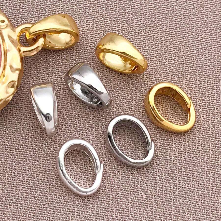 10pcs 3x5x7mm Elegant Minimalist 18K Gold-Plated Copper & Thick Silvery Platinum Seed Clasp Polished Finish DIY Jewelry Findings Kit For Wedding & Party