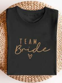 Women's Letter Print Round Neck Short Sleeve Casual Comfortable T-Shirt Black Summer - Black - View 5