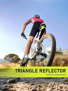 Reflective Yield Sign, Reflective Safety Night Cycling Triangle Warning Plate, High Visibility Bicycle Triangle Warning Sign, Universal Bicycle Safety Accessory (Green) - A - View 7