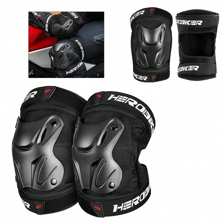 1 Set Motorcycle Knee & Elbow Pads, Off-Road Motorcycle Riding Crash Protection Knee Pads & Elbow Pads, Essential Riding Gear, Gift For Riders - MK1023 Knee Brace - View 1