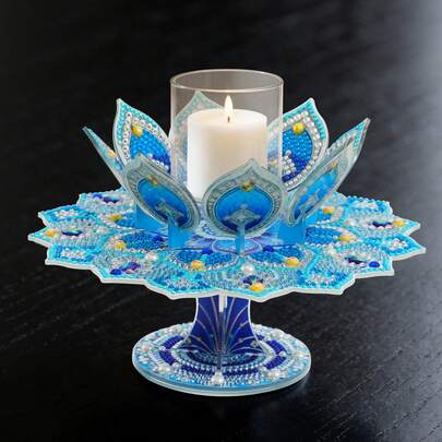 Rotatable Diamond Painting Candle Holder - Mandala Bohemian Pattern, Embedded With Asymmetrical Sparkling Crystals, Decorative Jewelry Tray & Aromatherapy Box, Home Desktop Decor, Birthday Gift For Mom & Best Friend