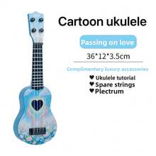 Ukulele For Kids, Cartoon Ukulele, Mini 4-String Small Guitar, Musical Toy For Boys And Girls, Beginner Instrument, Parent-Child Interactive Music Toy, Preschool Early Education Music Toy, Cute Cartoon Ukulele, Portable Children's Music Enlightenment Instrument, 2/3/4/5/6 Years Old Music Enlightenment Toy, Clover, Heart Cartoon Ukulele, Realistic Playable Guitar, Birthday Gift For Boys And Girls - Multicolor - View 13