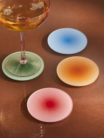 Gradient Dye Acrylic Coasters - 6 Colors Available, Morandi Minimalist High-End Look, Non-Slip Heat-Resistant Drink Mats For Coffee, Tea, Cocktails, Bar & Home Table Decor