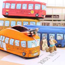 Pencil Case Creative Large Capacity Bus Pencil Case Cartoon Pencil Case Student Bus Pencil Case Stationery Case School Supplies - Màu vàng - Xem 2