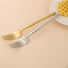 4/6/8/12pcs Stainless Steel Gold Cutlery Set, Suitable For Restaurant, Hotel, Kitchen, Party, Picnic, Dishwasher - Gold - View 2
