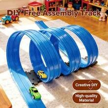 Best-Seller! 33pcs 4-5m Red & Blue Track Set In Colorful Box, DIY Placement, PE Material, Suction Cup, Multi-Scene Use (Sand, Beach, Grass, Track), Holiday & Birthday Gift, Includes 2 Pull-Back Powered Cars, 2 Formula Racing Cars, 3 Chassis, 25 Standard Accessories, Instructional Manual Included, Leading Educational Toy In The Market - Upgraded Multi-scene Track for Red Sandy Beaches and Grasslands - View 6