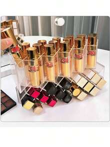 Acrylic Lipstick Storage Box, Multi-Compartment Transparent Makeup Organizer Rack - View 6