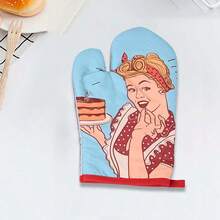 2pcs/Set Retro Pop Art Baking Gloves + Heat Resistant Mat, Cartoon Pattern, Heat Resistant, Essential For Baking - View 10