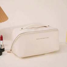 Customizable Large Capacity PU Leather Cosmetic Bag Personalized Travel Toiletry Bag With Handle And Multi-Pocket Interior - Multicolor - View 7