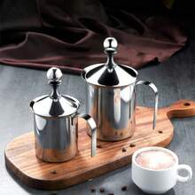 手动奶泡拿铁花式不锈钢手泵牛奶打蛋器咖啡杯牛奶奶泡机牛奶拿铁奶泡打蛋器 - 彩色 - 查看 8