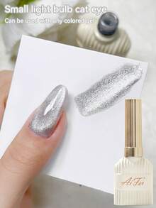 AiFer 1瓶15毫升水晶猫眼磁性凝胶指甲油，小灯泡猫眼凝胶指甲油，可卸UV LED凝胶，适合四季美甲设计。 - 銀色 - 查看 3