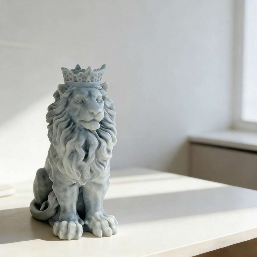 1pc Policy Crown Lion Squatting Silicone Mold, Handmade Artwork Making, Aromatherapy Candle Ornament, Gypsum Graffiti, Resin Animal Ornament, Demoulding Angle, Reusable Silicone Mold. - White Lion - View 1