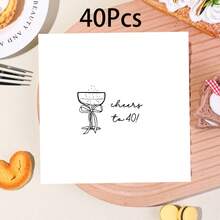 20 Stück/40 Stück/60 Stück, Prost auf 40 Jahre Servietten, 40. Geburtstag Cocktail Servietten, Champagner Schleife Geburtstag Cocktail Party Cocktail, Mittagsservietten mit Schleife und Weindesign, perfekt für festliche Anlässe - Verschiedenfarbig - Übersicht 8