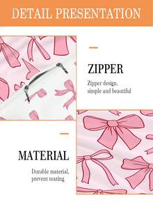2PCS Toddler Bedding Set Pink Bow Duvet Set(Four Season Collection) Double-Faced Duvet Cover Set For Baby Children'S Machine Washable Suitable For Newborn Beds Crib Giving Gifts During Holidays (1 Single-Sided Printed Pillowcase+1 Double-Sided Printed Duvet Cover,No Filling Material) The Pillowcase Is Single-Sided Printed And Measures 40x60cm 100% Polyester - Multicolor - View 4