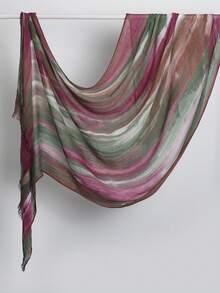 New Arrival Spring/Summer Modest Hijab Asymmetrical Tie-Dye Tie Dye Striped Gradient Muslim Headscarf, Soft And Breathable Modal Hijab Shawl - Multicolor - View 7