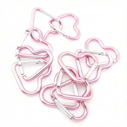 10个/20个/30个装心形登山扣，铝合金材质，男女通用，适用于户外攀岩、背包和日常钥匙链