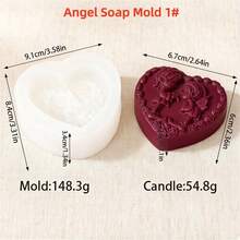 Moules à savon en silicone en forme de cœur 3D d'ange, moules à bougies en relief de chérubin et de fée pour l'artisanat DIY, la fabrication de savons pour la Saint-Valentin, le moulage de résine et la décoration d'intérieur - Moule à savon ange - Voir 8