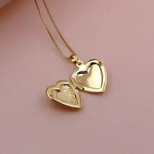 Dây chuyền mặt dây chuyền hình trái tim rỗng bằng ren kiểu Bắc Âu cổ điển mới, dây chuyền hộp đựng ảnh bằng đồng, trang sức nữ, quà tặng ngày Valentine. - Vàng - Xem 5