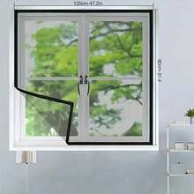 家用窗户防蚊纱窗，易用自粘可拆卸窗纱，带魔术贴，无需钻孔，灰色网面配黑色包边 - 灰網黑邊紗窗 - 查看 9