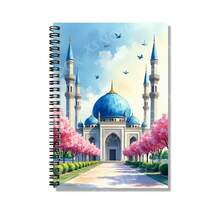 1本梦幻伊斯兰建筑螺旋装订笔记本，以蓝色圆顶和高耸的尖顶为特色，点缀着盛开的樱花，精致美丽。适合工作笔记、学习备忘录，也是毕业、生日礼物的理想之选，可用作日记、日程规划本或便签本，激发美好的写作灵感。 - T - 查看 3