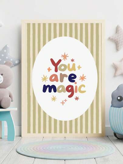 1pc, Canvas Wall Art, Framed Kids Room Decor Featuring Magical Color Prints, Whimsical Wall Art For Children's Rooms, Nursery Decor, Playroom Posters, Uplifting Quote Art, Girl Affirmation Prints, Inspirational Art Prints, Wall Art, Gallery Walls, Bohemian Style, Kids Room Decor, Maternity Room Decor, Nursery Decor, Daycare Decor