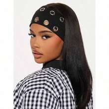 Women Bandana 1pc Sweat-Absorbent Sports Headband, Metal Hoop Knitted Elastic Hairband, For Running, Fitness, Hair Accessories Fall Winter Hair Band For Vacation Outfits Woman - 黑色 5 - 查看 4