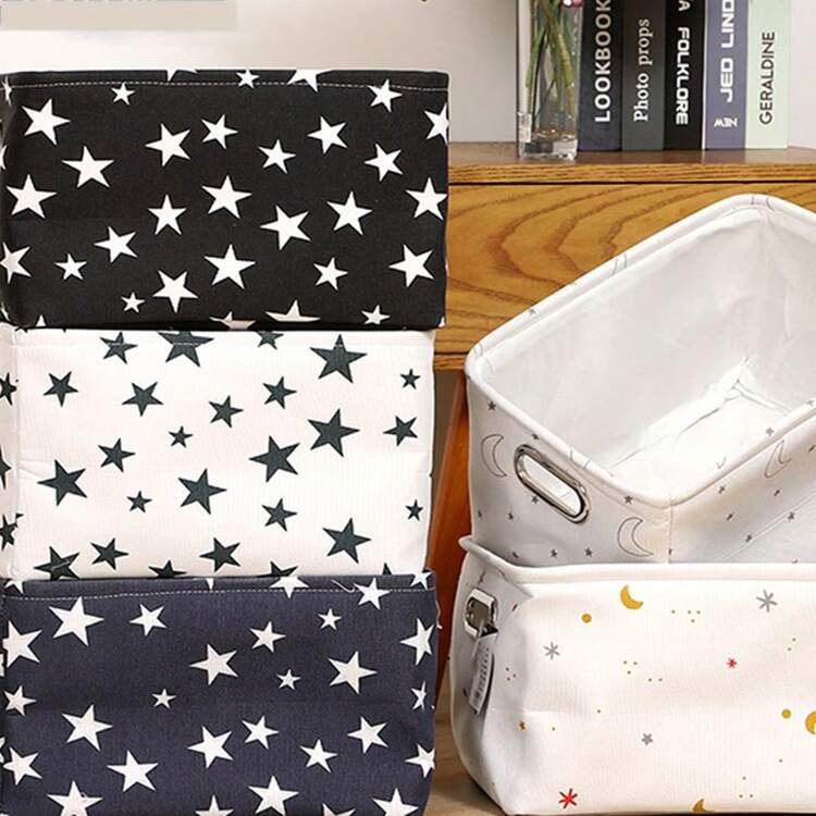 Rectangular Storage Basket Woven Fabric Organizer Box, Suitable For Toys, Books, Clothes, Gifts, Pets - Great For Home, Office, Daycare, Dorm, Shelves - Multicolor - View 6