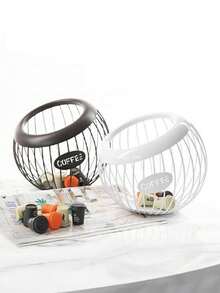 Large Capacity Coffee Capsule Storage Basket, Suitable For All Coffee Capsules, Coffee Capsule Holder, Countertop Coffee Bar Metal Coffee Capsule Storage Rack - Multicolor - View 10