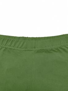 Casual Gradient ECG Print Short Sleeve T-Shirt And Leggings Set, Spring/Summer Elegant - Dark Green - View 5