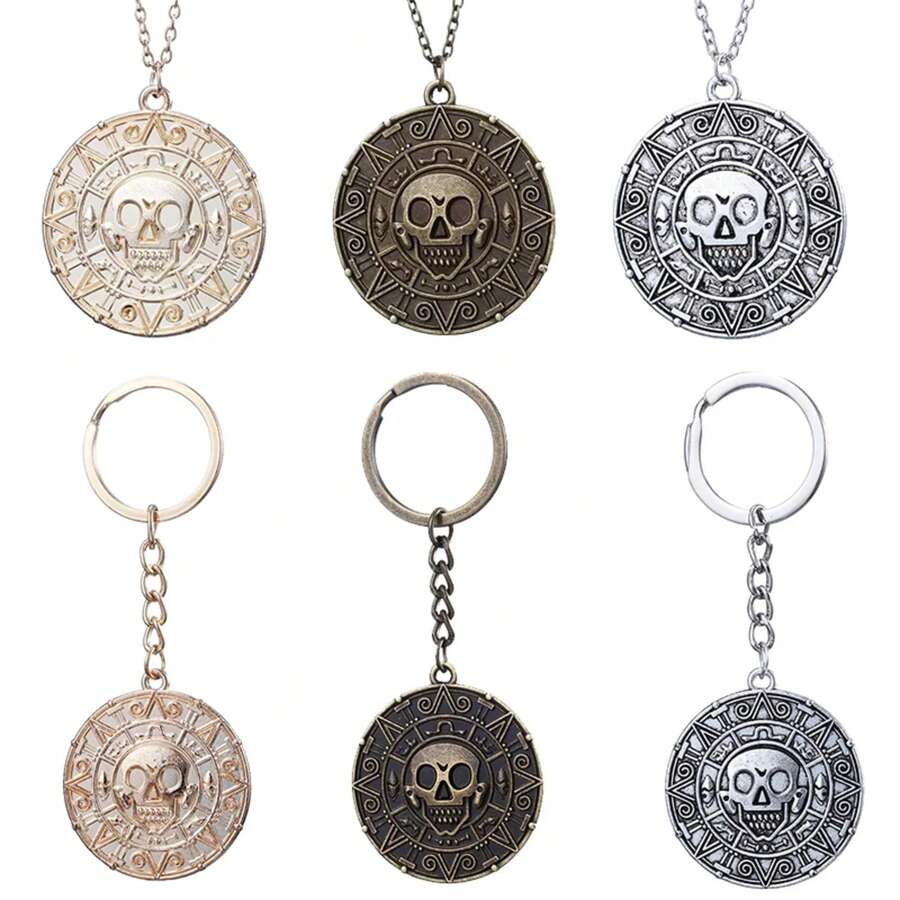 Fashion Jewelry  Necklace Jack Sparrow  Coin Skull Keychain For Men Women Gifts - N-SI - 查看 1