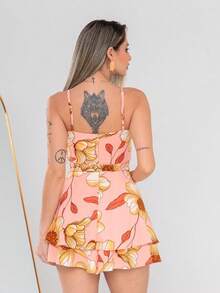 Basic Printed Romper With Padded Cups Duna Premium Sizes P, M, G, And GG - Floral Rose - View 3
