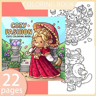 [NEW COZY FASHION Coloring Book] 1pc Original Coloring Book , 22 Pages Single-Sided Printing, Clear Lines And Exquisite Patterns, Ideal For Relaxation | Perfect Gift For New Year, Valentine's Day, Christmas, Birthdays, School Holidays, Perfect For Adults & Teens & Child